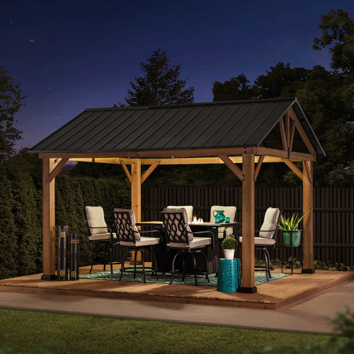 Sunjoy 13 Ft. W x 11 Ft. D Solid Wood Patio Gazebo & Reviews Wayfair